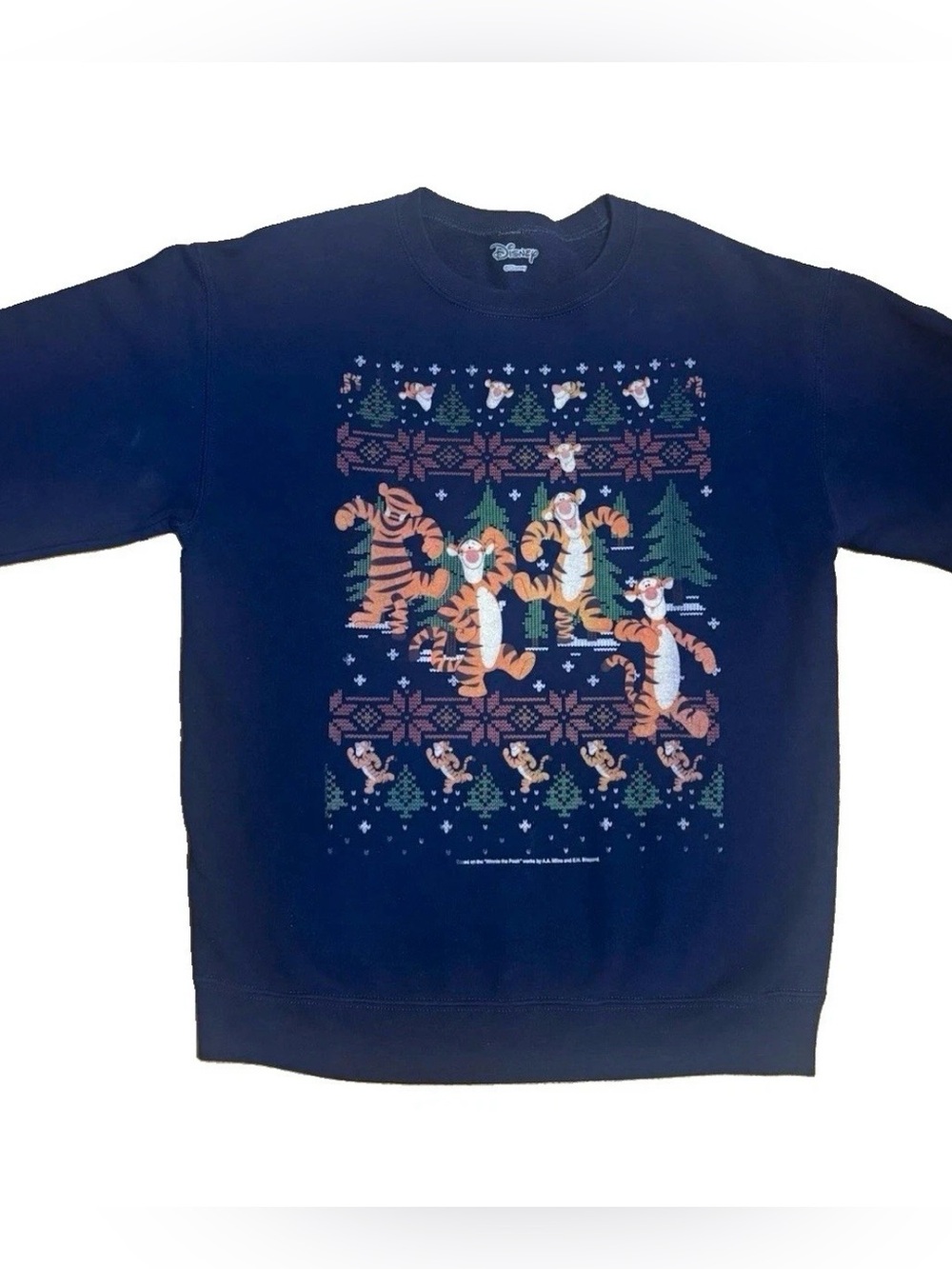 Disney Winnie the Pooh Tigger Ugly Christmas Sweatshirt Women’s Small Blue